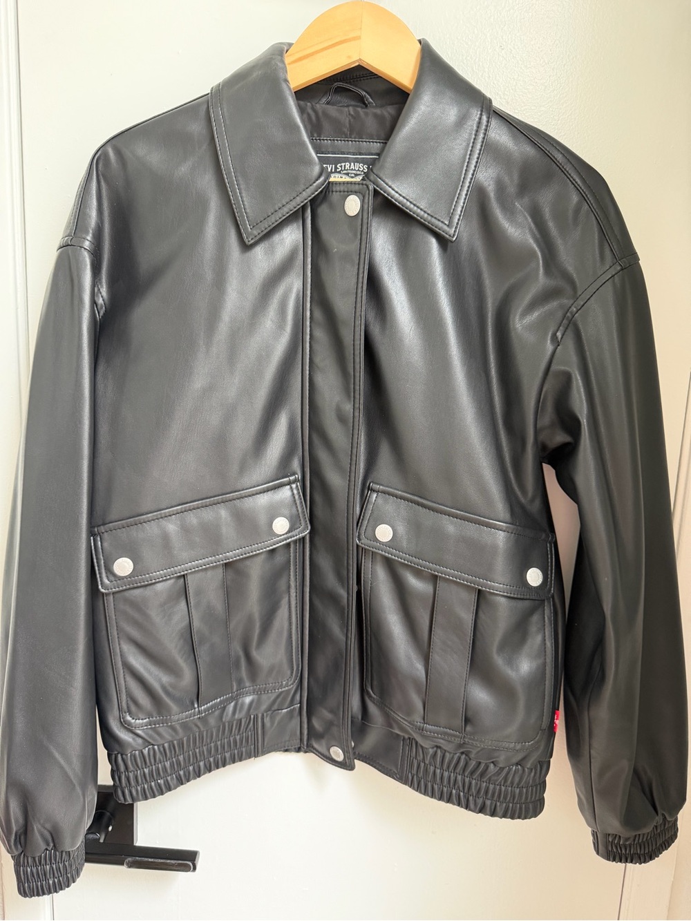 Levi's Black Faux Leather Bomber Jacket